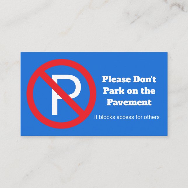 Please Do Not Park – Private Access Notice Business Card (Front)