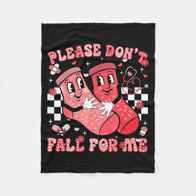 Please Don't Fall For Me Nurse Non Slip Socks Vale Fleece Blanket (Front)