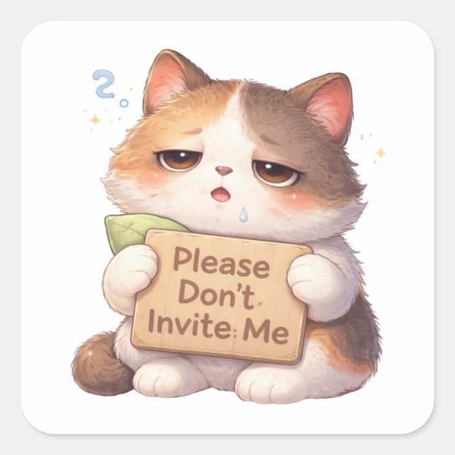 Please Don't Invite Me Cat Sticker (Front)