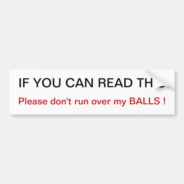 Please don't run over my balls Bumper Sticker (Front)