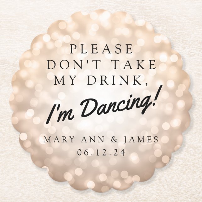 "Please Don't Take My Drink" Wedding Party Copper Paper Coaster (Front)