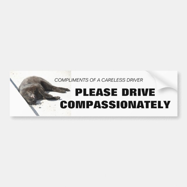 PLEASE DRIVE COMPASSIONATELY BUMPER STICKER (Front)