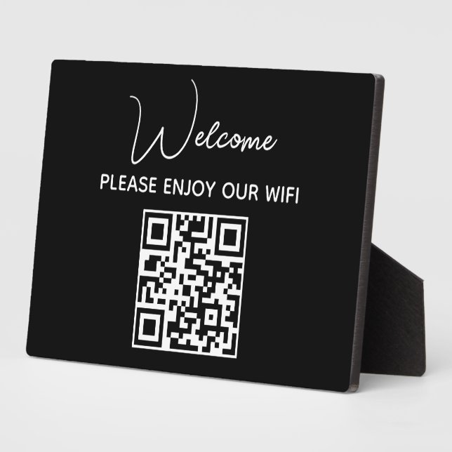 Please Enjoy Our Wifi | WIFI Welcome QR Code  Plaque (Side)