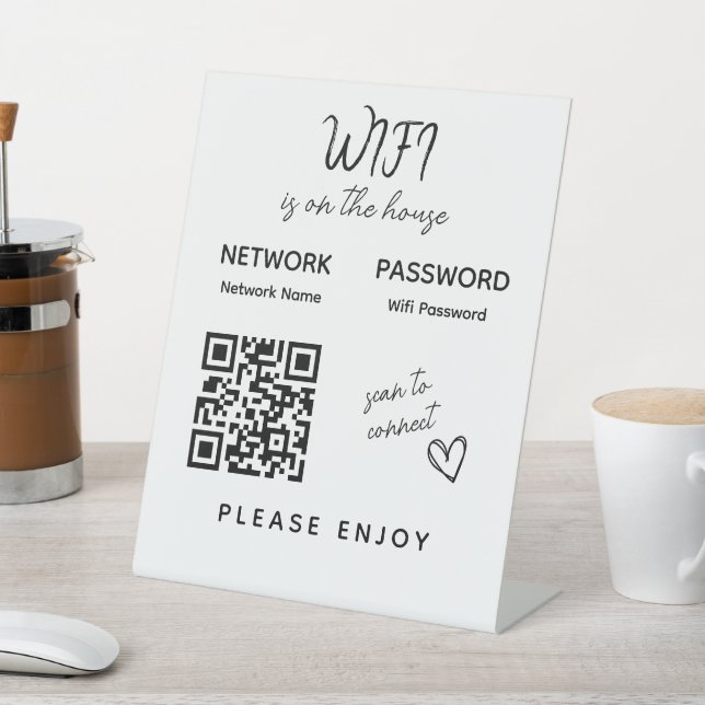 Please Enjoy Wifi Password Scan to Connect QR Code Pedestal Sign (In SItu)