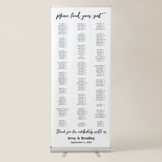 Please Find Your Seat 170 Guests Seating Chart Retractable Banner (Front)