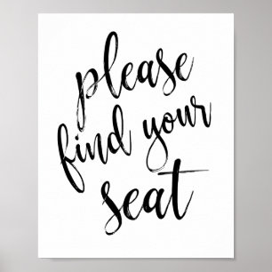 Please Find Your Seat Glitter 8x10 Wedding Sign