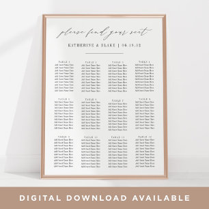 Please Find Your Seat Script Wedding Seating Chart