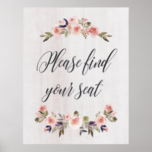Please find your seat sign poster