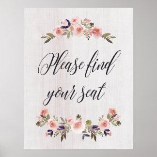 Please find your seat sign poster