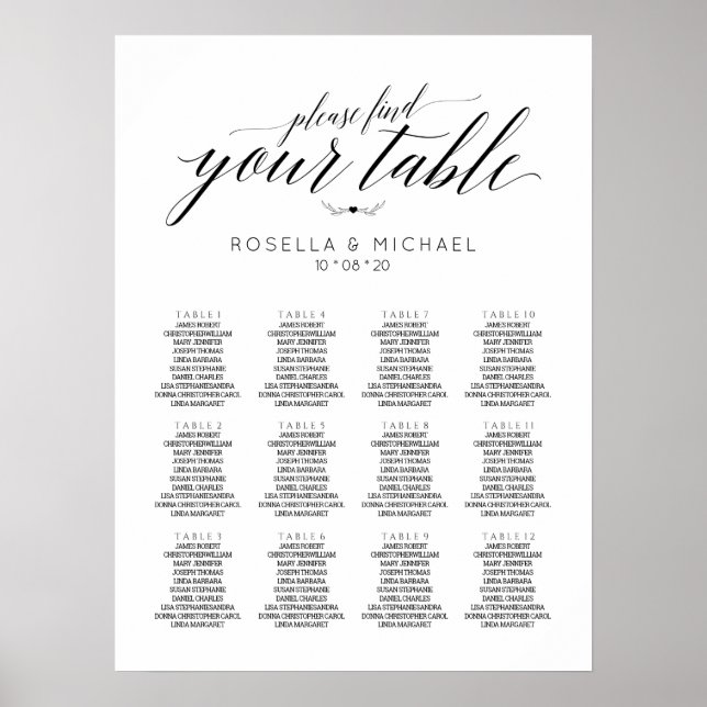 Please Find Your Seat - Wedding Seating Chart (Front)