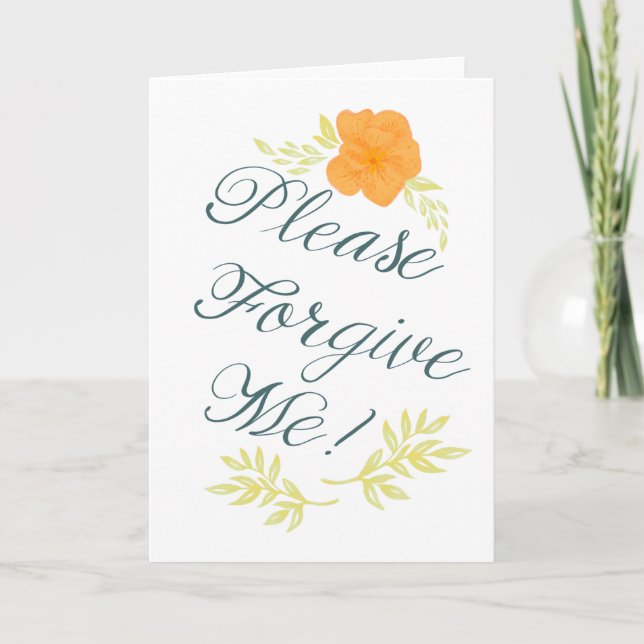 Please Forgive Me Yellow Flower Blank Card (Front)