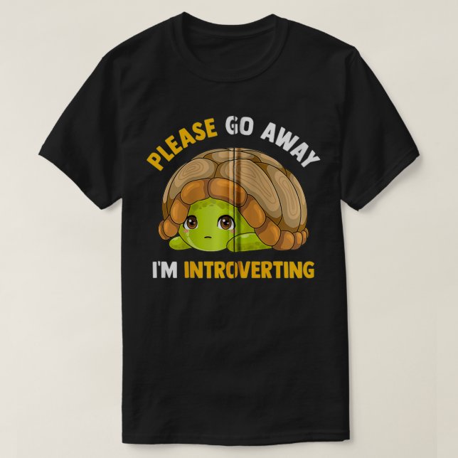 Please Go Away I'm Introverting Kawaii Turtle Zip  T-Shirt (Design Front)