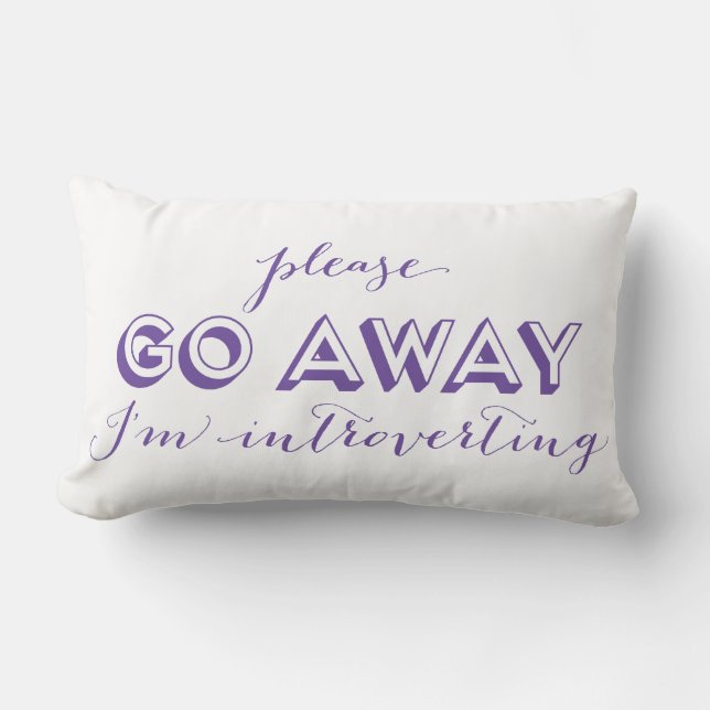 Please go away i'm introverting purple Introvert Lumbar Cushion (Front)