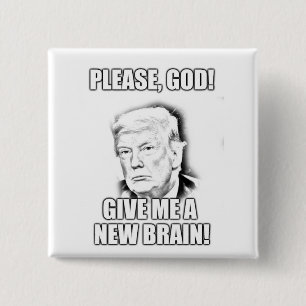 Please god, give me a new brain - trump edition 15 cm square badge