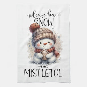 Please have snow and mistletoe cute snowman tea towel