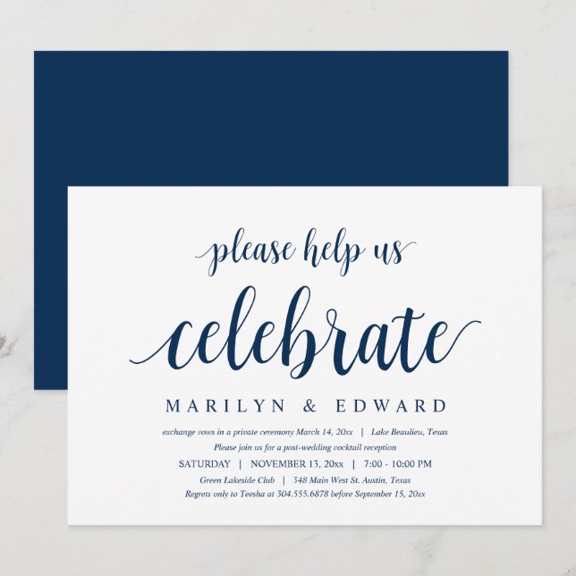 Please help us celebrate, Post Wedding Elopement I Invitation (Front/Back)