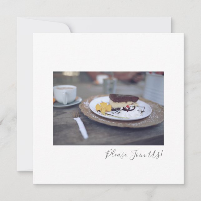 Please Join Us Coffee Cheesecake Flat Card (Front)