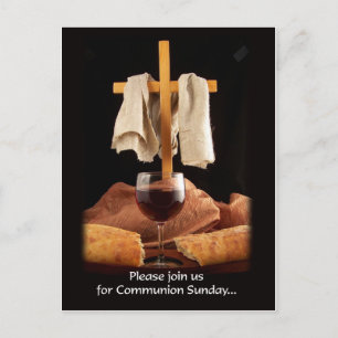 "Please Join Us for Communion Sunday" postcard