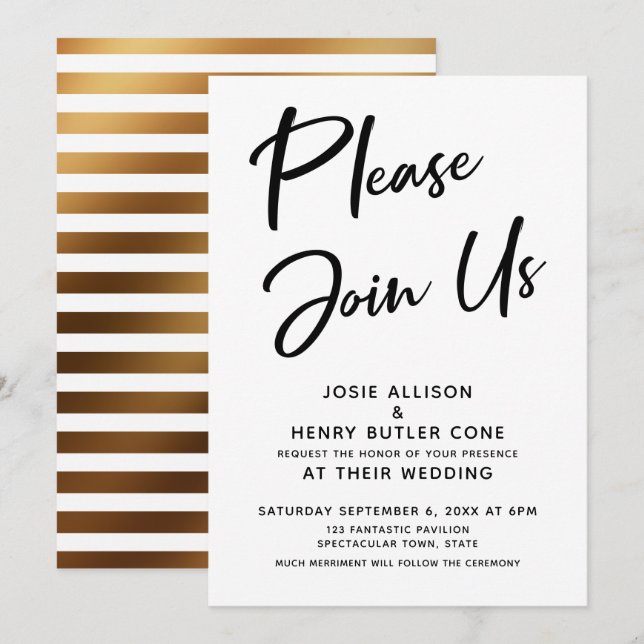 "Please Join Us" Modern Calligraphy Wedding Invitation (Front/Back)