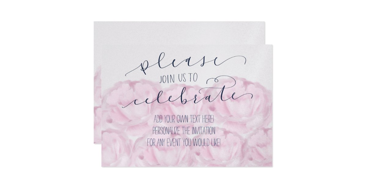 Please join us to celebrate calligraphy and peony invitation Zazzle.co.uk