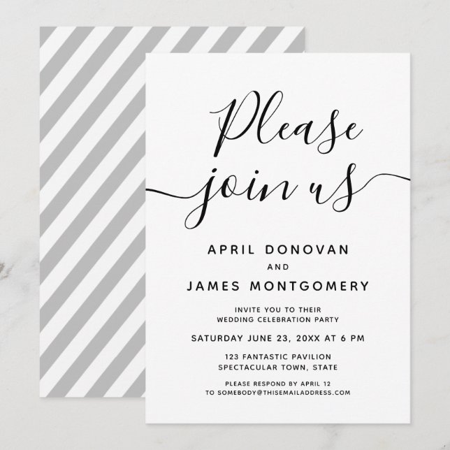 Please Join Us Typography Wedding Invitation (Front/Back)