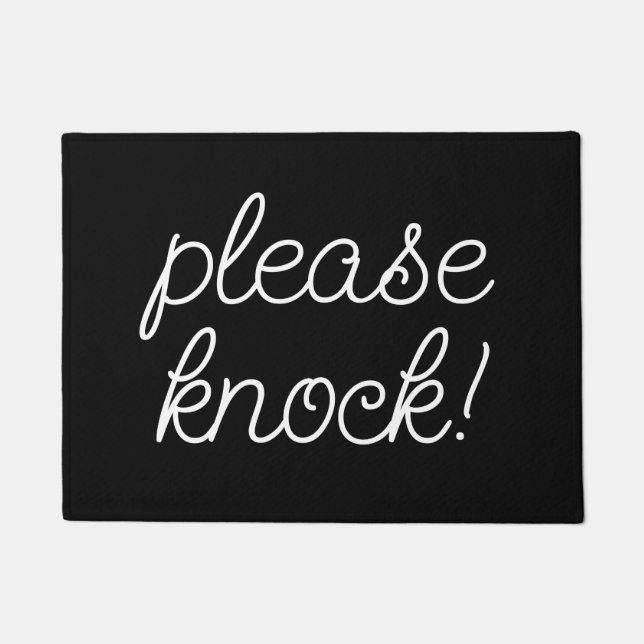 Please knock before coming in black script doormat (Front)