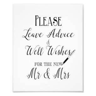 Please leave your advice wedding sign