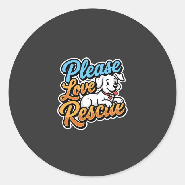 Please Love Rescue Dog Classic Round Sticker (Front)