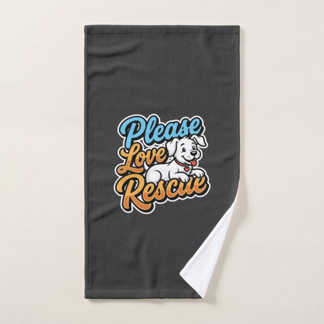 Please Love Rescue Dog Hand Towel (Hand Towel)