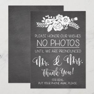 Please No Cell Phone Photos Wedding Ceremony Sign Invitation