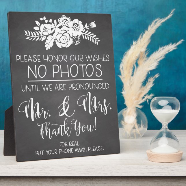 Please No Cell Phone Photos Wedding Ceremony Sign Plaque (Side)