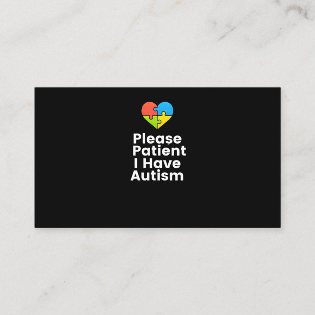 Please Patient I Have Autism Shirt Autism Business Card (Front)