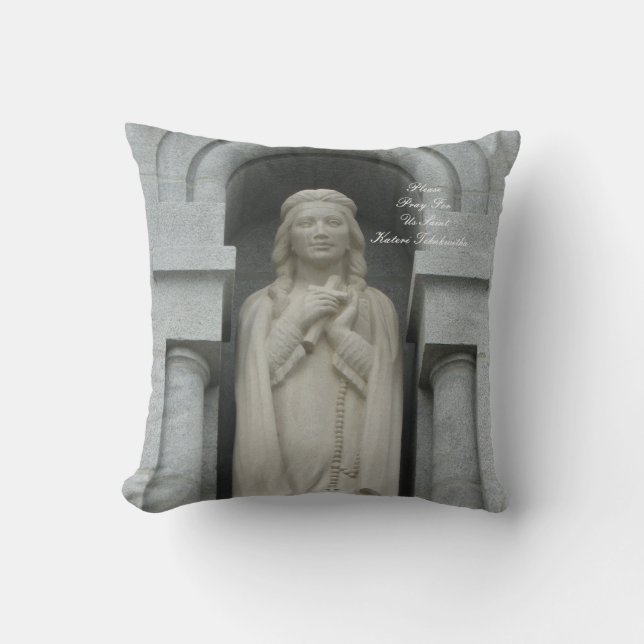please pray for us saint Kateri Tekakwitha Cushion (Front)