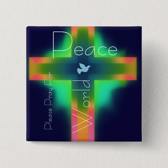please pray for world peace 15 cm square badge (Front)