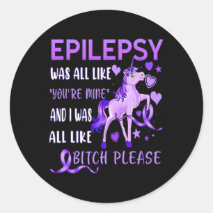 Please Purple Ribbon S Epilepsy Awareness Classic Round Sticker