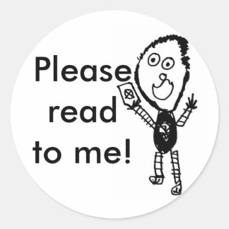 Please read to me! classic round sticker