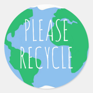 Please Recycle Reuse Save the Planet Green Classic Round Sticker
