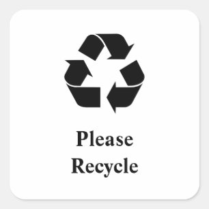 Please Recycle with Recycling Symbol Square Sticker