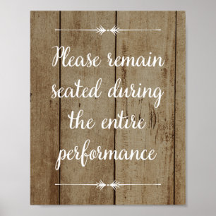 Please Remain Seated Rustic Bathroom Poster