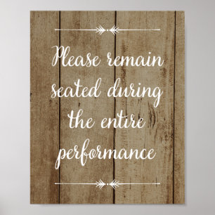 Please Remain Seated Rustic Bathroom Poster