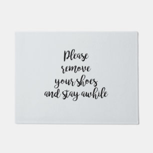 Please remove your shoes and stay awhile blue doormat