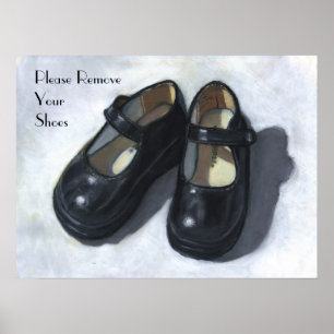 Please Remove Your Shoes: Oil Pastel Art Poster
