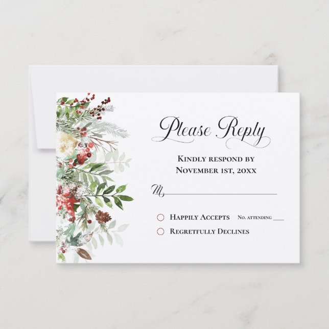 Please Reply RSVP  Christmas Greens Holiday (Front)