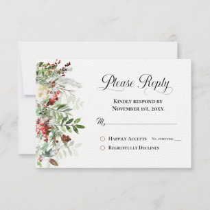 Please Reply RSVP Christmas Greens Holiday