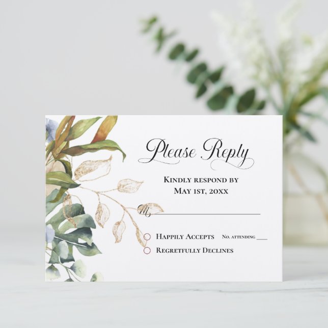 Please Reply RSVP  Modern Blue & Green (Standing Front)