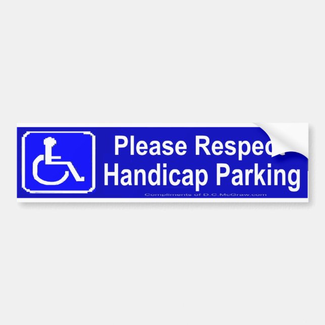Please Respect Handicap Parking Bumper Sticker (Front)