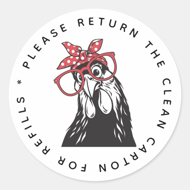 Please return carton Funny egg carton Classic Round Sticker (Front)
