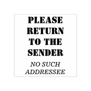 "Please Return To The Sender", "NO SUCH ADDRESSEE" Rubber Stamp