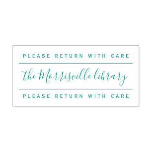 Please Return With Care Custom Library Name Modern Self-inking Stamp