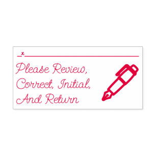 "Please Review, Correct, Initial, And Return" Self-inking Stamp